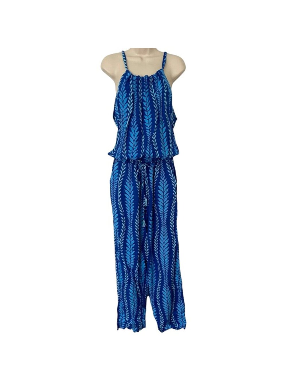 Escapada Alice Jumpsuit Womens Cobalt Ocean Blue Aqua Seagrass Sleeveless Size M
